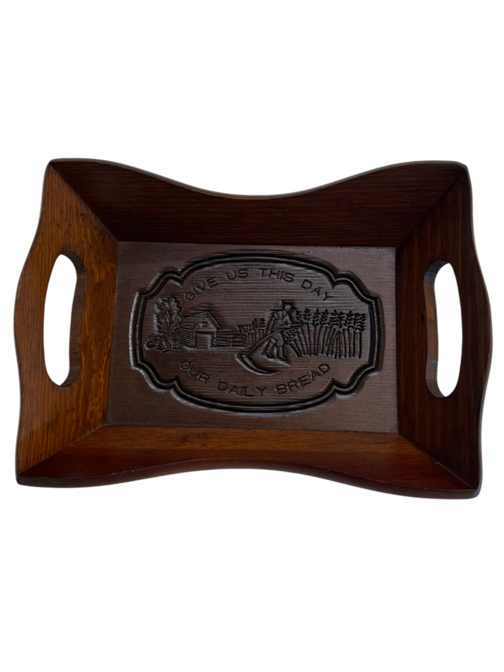 Vintage Give Us This Day Our Daily Bread Wooden Tray Wall Decor - Picture 2 of 9